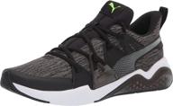 puma fraction running black green glare logo