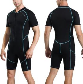 img 4 attached to OMGear Wetsuit: 2mm Neoprene Dive Shorty for Men & Women - Thermal Protection, Front Zipper, UV Shield - Snorkeling, Scuba Diving, Freediving, Swimming, Surfing, Spearfishing