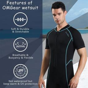 img 2 attached to OMGear Wetsuit: 2mm Neoprene Dive Shorty for Men & Women - Thermal Protection, Front Zipper, UV Shield - Snorkeling, Scuba Diving, Freediving, Swimming, Surfing, Spearfishing