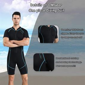 img 1 attached to OMGear Wetsuit: 2mm Neoprene Dive Shorty for Men & Women - Thermal Protection, Front Zipper, UV Shield - Snorkeling, Scuba Diving, Freediving, Swimming, Surfing, Spearfishing