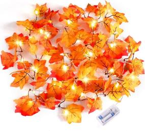 img 4 attached to 🍁 GABOSS 2 Pack Christmas Decorations: 40 Led 16.4 FT Maple Leaf String Lights for Home Outdoor Indoor, Fireplace Garland & Christmas Decor