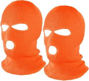 img 4 attached to 🧣 Fvviia 2 Pieces 3 Hole Knitted Face Cover: Double Thermal Windproof Ski Mask for Outdoor Sports