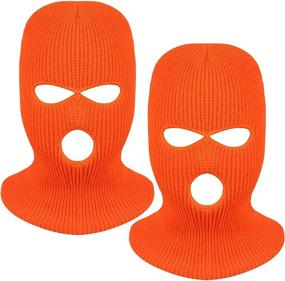 img 3 attached to 🧣 Fvviia 2 Pieces 3 Hole Knitted Face Cover: Double Thermal Windproof Ski Mask for Outdoor Sports