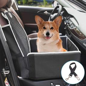 img 4 attached to 🐶 Siivton 2 in 1 Dog Car Seat Cover for Front Seat - Premium Padded with Side Flaps, Waterproof, Nonslip Backing for Cars, Trucks, SUVs - Pet Booster Seat and Protector