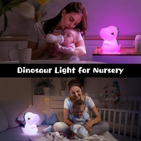 img 2 attached to One Fire Dinosaur Kids Night Light - Silicone Dino Lamp for Kids Room - Cute Baby Night Light for Bedroom - Perfect Dinosaur Gift for Kids