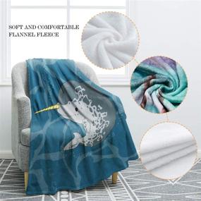 img 2 attached to 🦄 Cozy Jekeno Narwhal Blanket: Soft & Warm Kids' Gift for Couch & Bed - 50"x60" Print Blanket