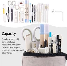 img 2 attached to 🖍️ Gray EASTHILL Big Capacity Pencil Pen Case Pouch Box Organizer for Bullet Journal with Large Storage