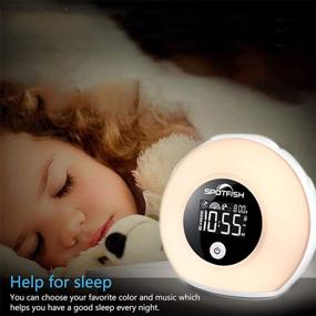 img 1 attached to 🌞 SPOTFISH Kids Alarm Clock - Wake Up Light with Wireless Bluetooth Speaker, Dimmable Warm and Colorful Lights, Sleep Night Light Table Lamp for Girl's Bedroom