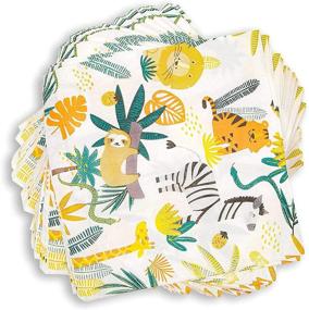 img 4 attached to 🦁 Fun Animal Safari Paper Napkins for Kids Birthday Party - 100 Pack (6.5 x 6.5 In)!