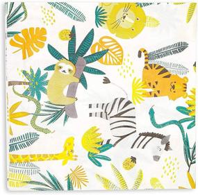 img 3 attached to 🦁 Fun Animal Safari Paper Napkins for Kids Birthday Party - 100 Pack (6.5 x 6.5 In)!