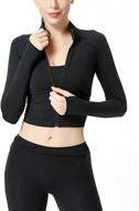 gnveub women's cropped workout yoga jackets: full zip activewear with thumb holes for enhanced athletic performance логотип