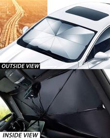 img 3 attached to 🌞 UVANTI Car Sunshade Umbrella with Emergency Safety Hammer, Foldable Windshield Sun Shade Parasol Umbrella, 57"x31" (Enhanced Version)