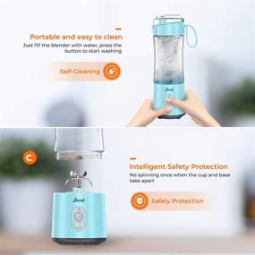 img 1 attached to 🥤 Sky Blue Portable Blender - Personal Size Smoothie and Shake Maker, Mini Blender with 4000mAh USB Rechargeable Battery, Six Blades, Handheld Blender for Sports, Travel, Gym