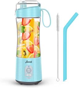 img 4 attached to 🥤 Sky Blue Portable Blender - Personal Size Smoothie and Shake Maker, Mini Blender with 4000mAh USB Rechargeable Battery, Six Blades, Handheld Blender for Sports, Travel, Gym