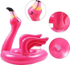 img 3 attached to 🌺 Inflate the Fun: Unime 4 Pack Pink Flamingo Ring Toss Game Set - Luau Party Supplies for Hawaiian Pool Beach Decoration