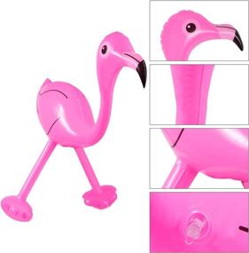 img 1 attached to 🌺 Inflate the Fun: Unime 4 Pack Pink Flamingo Ring Toss Game Set - Luau Party Supplies for Hawaiian Pool Beach Decoration