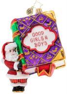 📚 exquisite christopher radko hand-crafted european glass figural ornament - good girls and boys book for christmas decor логотип