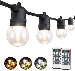 img 4 attached to 🌟 Dimmable 3-Color LED Outdoor String Lights with Remote, 48FT Connectable Waterproof Patio String Lights, G45 Shatterproof Bulbs - Warm/Nature/Daylight LED String Lights for Bistro Pergola