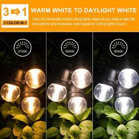 img 3 attached to 🌟 Dimmable 3-Color LED Outdoor String Lights with Remote, 48FT Connectable Waterproof Patio String Lights, G45 Shatterproof Bulbs - Warm/Nature/Daylight LED String Lights for Bistro Pergola