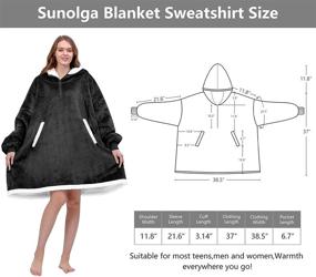 img 1 attached to 🧥 Sunogla Hooded Wearable Blanket - Oversized Microfiber Sherpa Sweatshirt with Hood Pocket and Sleeves - Super Soft Warm Plush Blanket Hoodie for Men and Women - Dark Grey