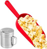 🍿 cusinium red popcorn plastic scoop: easy-pour design for popcorn salt shaker with handle логотип