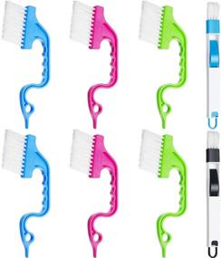 img 4 attached to 🧽 Window Groove Gap Cleaning Brushes for Hand-held Window Track and Kitchen Cleaning Tools - 8 Pieces (Pink, Green, Blue, Black)