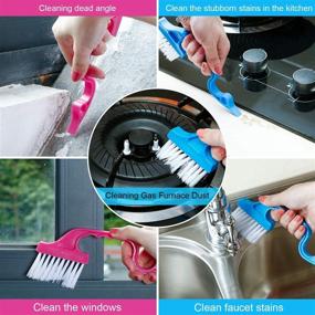 img 3 attached to 🧽 Window Groove Gap Cleaning Brushes for Hand-held Window Track and Kitchen Cleaning Tools - 8 Pieces (Pink, Green, Blue, Black)