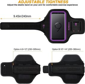 img 2 attached to 🏃 RUNBACH Galaxy S9 Armband - Sweatproof Running Gym Cellphone Sports Bag with Fingerprint Touch, Key Holder, Card Slot - Purple