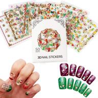 🎅 upgrade your christmas manicure with nicedeco 1500+ patterns nail art stickers—santa claus, reindeer, xmas tree, snowflakes, snowman 3d designs (50 sheets) logo