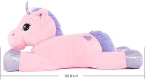 img 3 attached to 🦄 DOLDOA 32-дюймовая милая розовая гигантская плюшевая подушка с единорогом: подарок игрушка для девочек и детей.