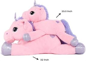 img 1 attached to 🦄 DOLDOA 32-дюймовая милая розовая гигантская плюшевая подушка с единорогом: подарок игрушка для девочек и детей.