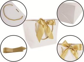 img 1 attached to Белые подарочные пакеты HUAPRINT с ручками и бантом, 12 штук подарочных пакетов для вечеринки на день рождения, свадьбы, подарка дружке невесты, празднования и праздников - 11x3.5x7.9 дюймов