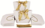 белые подарочные пакеты huaprint с ручками и бантом, 12 штук подарочных пакетов для вечеринки на день рождения, свадьбы, подарка дружке невесты, празднования и праздников - 11x3.5x7.9 дюймов логотип