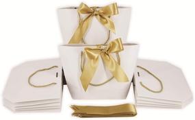 img 4 attached to Белые подарочные пакеты HUAPRINT с ручками и бантом, 12 штук подарочных пакетов для вечеринки на день рождения, свадьбы, подарка дружке невесты, празднования и праздников - 11x3.5x7.9 дюймов