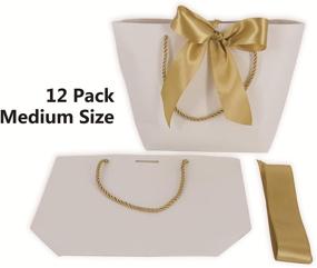 img 2 attached to HUAPRINT White Gift Bags with Handles and Bow Ribbon, 12Pcs Party Favor Bags for Birthday, Wedding, Bridesmaid Present, Celebration, and Holiday - 11x3.5x7.9 Inches