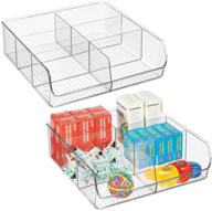 mdesign clear double wide open storage organizer bin caddy for home office cabinets, closets, drawers, desks, tables, and workspace - 6 sections, 2 pack logo