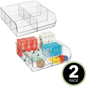 img 3 attached to mDesign Clear Double Wide Open Storage Organizer Bin Caddy for Home Office Cabinets, Closets, Drawers, Desks, Tables, and Workspace - 6 Sections, 2 Pack