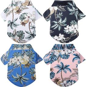 img 4 attached to 🌴 Hawaiian Pet Shirts: Stylish Lapel T-Shirts for Medium to Large Dogs - Beach Coconut Tree Print, Cool Summer Camp Shirt (XXL Size, 4 Pieces)