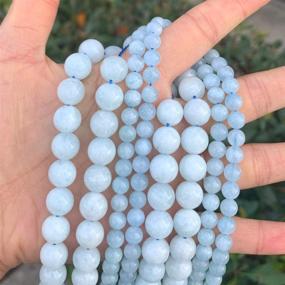 img 3 attached to 💎 4mm Natural Aquamarine Gemstone Beads (89-94pcs) for Jewelry Making - GY21-4