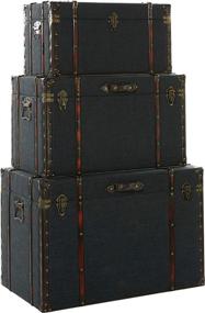 img 1 attached to 🧳 Deco 79 55789 Wood, Linen, Iron and Faux Leather Luggage Trunks: Darkblue/Red/Brown, 24" x 28" x 32