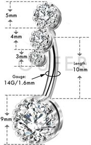 img 2 attached to OUFER 316L Surgical Steel Clear CZ Belly Button Rings - Navel Rings for Belly Piercing