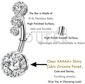 img 1 attached to OUFER 316L Surgical Steel Clear CZ Belly Button Rings - Navel Rings for Belly Piercing