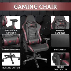 img 2 attached to Dvenger Gaming Chairs: Ergonomic Office & Reclining Leather Computer Chairs with Lumbar Support and Headrest - Comfortable Chairs for Adults, Teens, and Gamers (Wine)