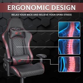 img 1 attached to Dvenger Gaming Chairs: Ergonomic Office & Reclining Leather Computer Chairs with Lumbar Support and Headrest - Comfortable Chairs for Adults, Teens, and Gamers (Wine)