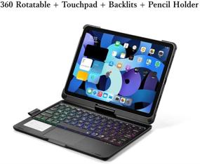 img 3 attached to 🔲 360° Rotating Backlit Keyboard Case with Touchpad for iPad Air 4th Gen 2020 / iPad Pro 11, Trackpad Keyboard with Apple Pencil Holder and Backlights (Black)