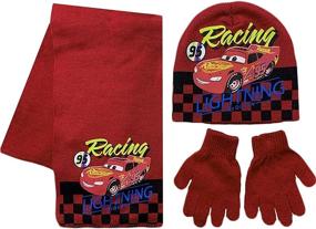 img 1 attached to 🧥 Optimized Disney Cars Lightning McQueen Acrylic Winter Hat, Scarf, and Gloves Set