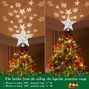 img 2 attached to 🌟 Lighted Star Tree Topper with LED Rotating Star and Snowflake Projector - 3D Glitter Silver Tree Star Topper for Christmas Tree Decorations and Holiday Party Decor