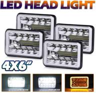co light 4pcs 4x6inch led headlights hi/lo sealed beam rectangular replace h4651 h4652 h4656 h4666 h6545 compatible with kenworth peterbilt feightliner oldsmobile cutlass 1002zq-4pcs logo