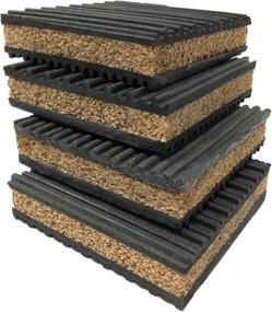 img 4 attached to 🔇 Premium Rubber/Cork Anti Vibration Pads - 4 Pack, 4"x4"x7/8" - Effective Vibration Isolation Pads