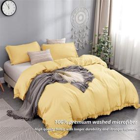 img 1 attached to 🛏️ Nankusa Yellow Duvet Cover Set - Full/Queen Size, 3-Piece Bedding Set with Tassels, Zipper Closure & Corner Ties - 100% Washed Microfiber, Ultra-Soft and Durable